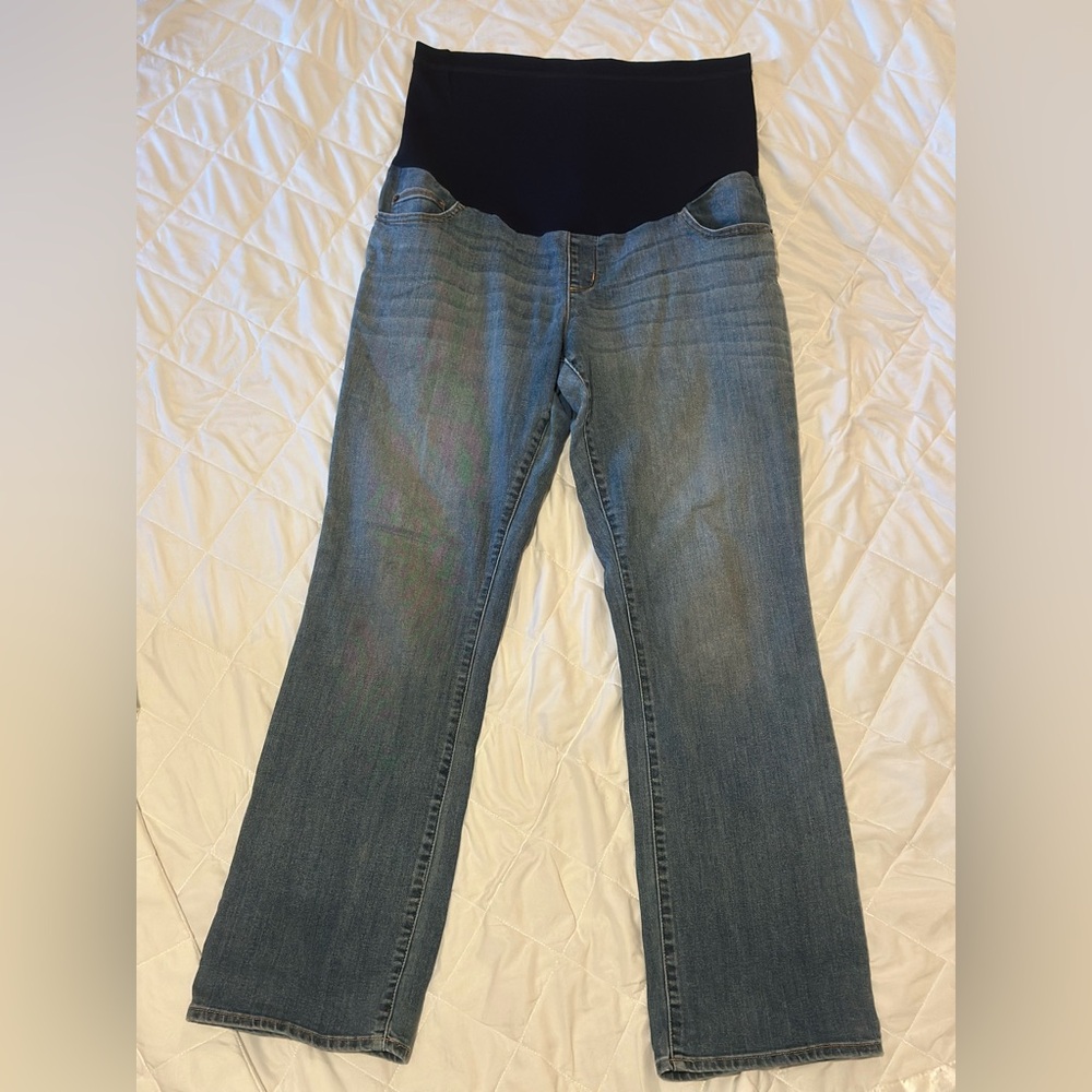 Liz Lange Medium Blue Boot-Cut Maternity Jeans with Full Panel